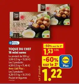 Lidl TOQUE DU CHEF 16 mini nems offre