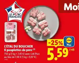Lidl L'ÉTAL DU BOUCHER 6 paupiettes de porc offre