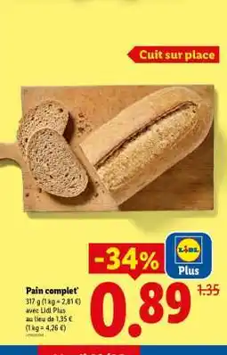 Lidl Pain Complet offre