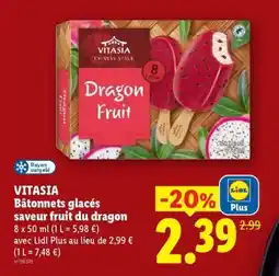 Lidl VITASIA Bâtonnets glacés saveur fruit du dragon offre