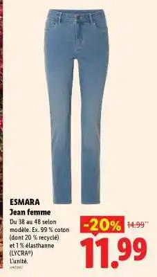 Lidl ESMARA Jean femme offre