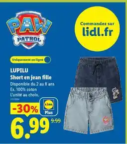 Lidl LUPILU Short en jean fille offre