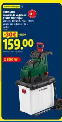 Lidl PARKSIDE Broyeur de végétaux à rotor électrique offre