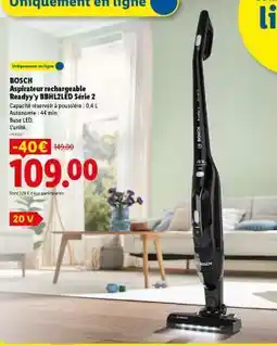 Lidl BOSCH Aspirateur rechargeable Readyy'y BBH2LEL2 Série 2 offre
