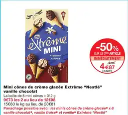 Monoprix Nestlé mini cônes de crème glacée extrême vanille chocolat offre