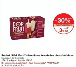 Monop' Sorbet pop fruit chocolover framboise chocolat blanc offre