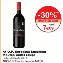 Monop' A.o.p. bordeaux supérieur mouton cadet rouge offre