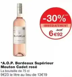 Monop' A.o.p. bordeaux supérieur mouton cadet rosé offre