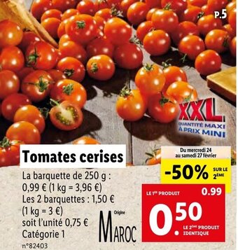 Lidl Tomates cerises offre