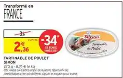 Intermarché Hyper TARTINABLE DE POULET SIMON offre