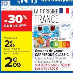 Carrefour CARREFOUR CLASSIC Gourdes de yaourt offre