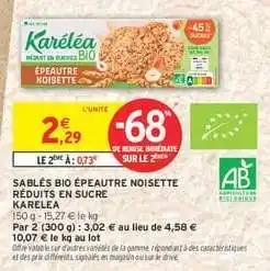 Intermarché Hyper Sablés Bio Épeautre Noisette offre