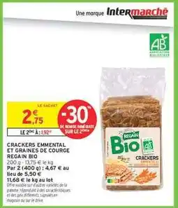 Intermarché Hyper CRACKERS EMMENTAL ET GRAINES DE COURGE REGAIN BIO offre