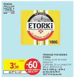 Intermarché Hyper Fromage Pur Brebis Etorki offre