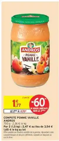 Intermarché Hyper COMPOTE POMME VANILLE ANDROS offre