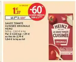 Intermarché Hyper Sauce Tomate Cuisinee Originale Heinz offre