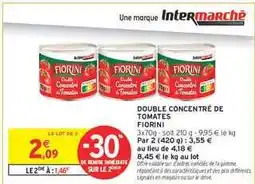 Intermarché Hyper DOUBLE CONCENTRÉ DE TOMATES FIORINI offre