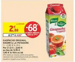 Intermarché Hyper Gaspacho Original Knorr & La Potagère offre