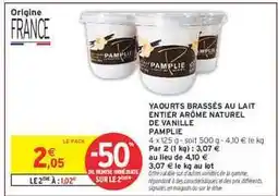 Intermarché YAOURTS BRASSÉS AU LAIT ENTIER ARÔME NATUREL DE VANILLE PAMPLIE offre