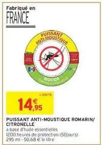Intermarché PUISSANT ANTI-MOUSTIQUE ROMARIN/CITRONELLE offre