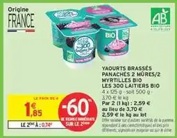 Intermarché YAOURTS BRASSÉS PANACHÉS 2 MÛRES/2 MYRTILLES BIO LES 300 LAITIERS BIO offre