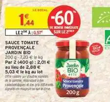 Intermarché SAUCE TOMATE PROVENÇALE JARDIN BIO offre