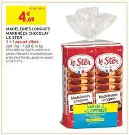 Intermarché MADELEINES LONGUES MARBRÉES CHOCOLAT LE STER offre