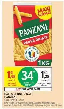 Intermarché Pâtes Penne Rigate Panzani offre
