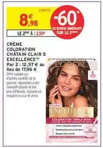Intermarché CRÈME COLORATION CHÂTAIN CLAIR 5 EXCELLENCE offre