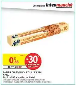 Intermarché PAPIER CUISSON EN FEUILLES X16 offre