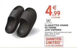 Intermarché CLAQUETTES HOMME OU FEMME JUST EMPORIO offre