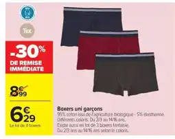 Carrefour Boxers uni garçons offre