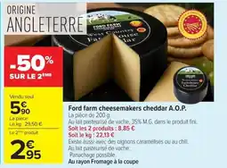 Carrefour Ford farm cheesemakers cheddar A.O.P. offre
