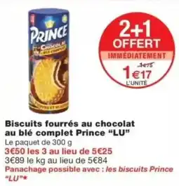 Monop' Biscuits fourrés au chocolat au blé complet prince lu offre