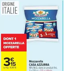 Carrefour CASA AZZURRA Mozzarella offre