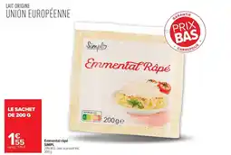 Carrefour Simpl Emmental râpé offre
