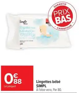 Carrefour Simpl Lingettes bébé offre