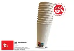 Carrefour Simpl Lot de 50 gobelets blancs offre