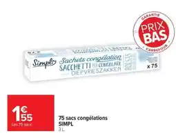 Carrefour Simpl 75 sacs congélations offre