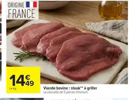 Carrefour Viande bovine: steak à griller offre