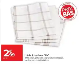 Carrefour Market Lot de 4 torchons "ris offre