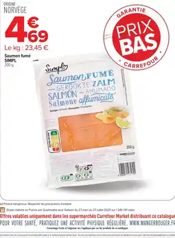 Carrefour Market Simpl Saumon fumé offre