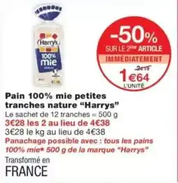 Monop' Pain 100% mie petites tranches nature "harrys" offre