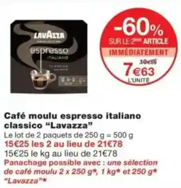 Monop' Café moulu espresso italiano classico lavazza offre