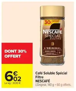 Carrefour NESCAFÉ Café Soluble Spécial Filtre offre