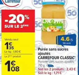 Carrefour CARREFOUR CLASSIC Purée sans sucres ajoutés offre