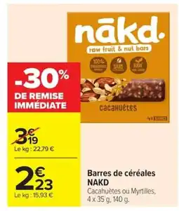 Carrefour NAKD Barres de céréales offre