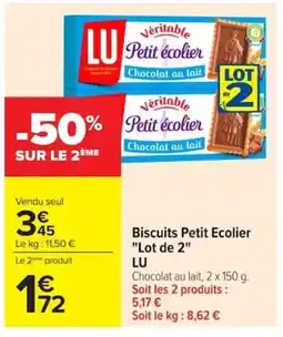 Carrefour LU Biscuits Petit Ecolier Lot de 2 offre