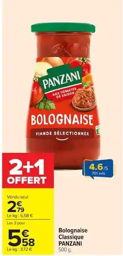 Carrefour PANZANI Bolognaise Classique offre