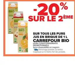Carrefour CARREFOUR BIO Sur tous les purs jus en brique offre